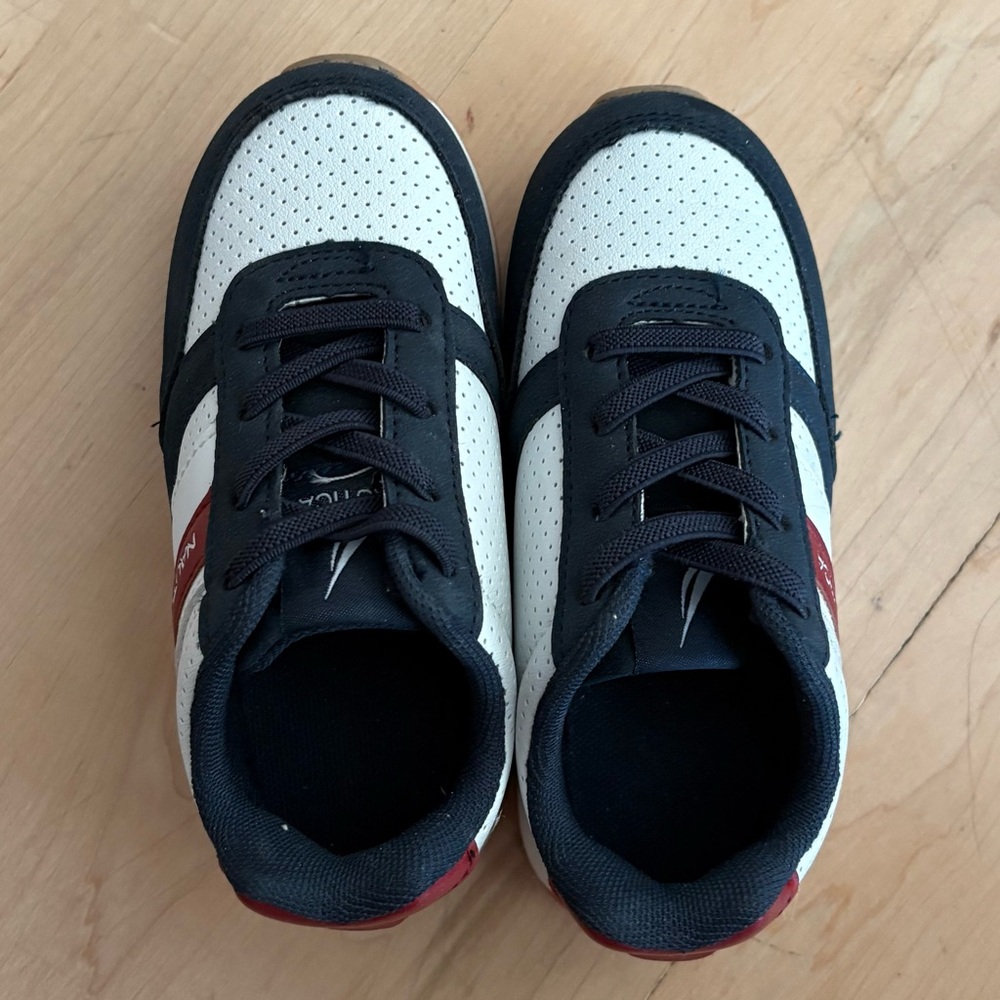 Nautica Black and White Sneakers with Red Stripe